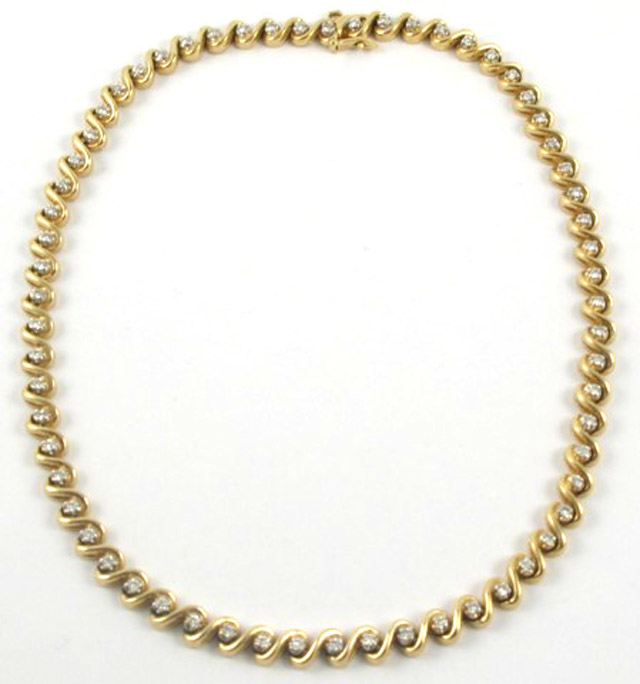 Appraisal: DIAMOND AND FOURTEEN KARAT GOLD NECKLACE - in length with