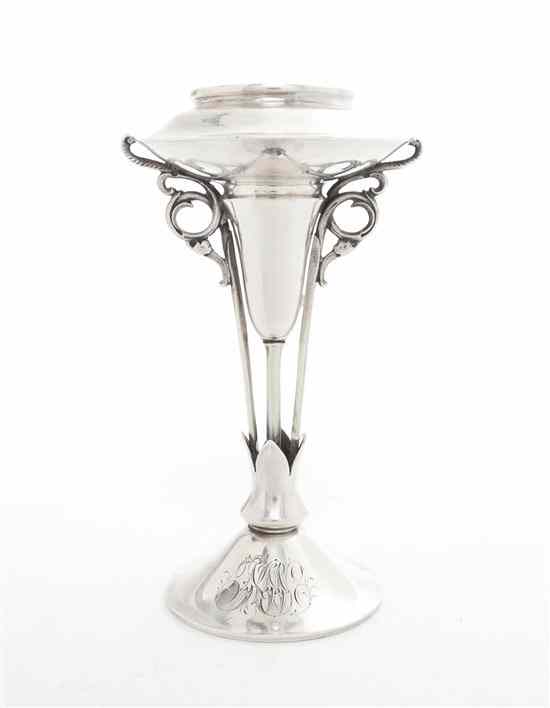 Appraisal: An American Sterling Silver Bud Vase Gorham the shaped circular