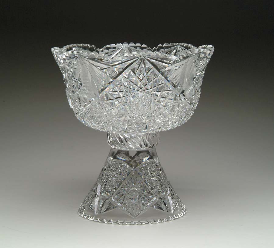 Appraisal: TWO PIECE CUT GLASS PUNCHBOWL Two piece punchbowl is cut