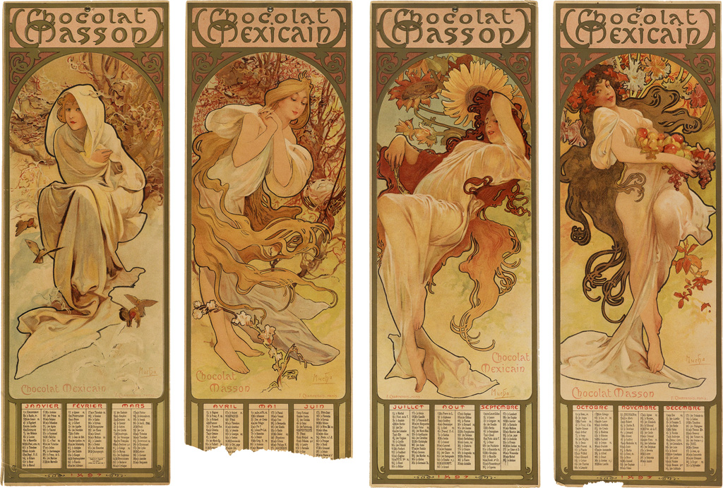 Appraisal: ALPHONSE MUCHA - CHOCOLAT MASSON CHOCOLAT MEXICAIN FOUR SEASONS Sizes