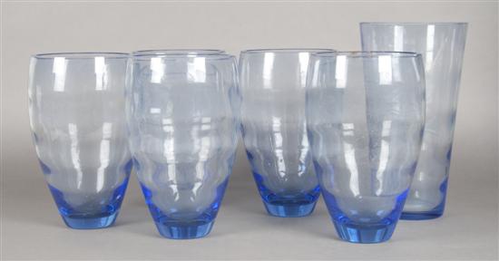 Appraisal: A Set of Five Tiffin Glass Vases Height of first