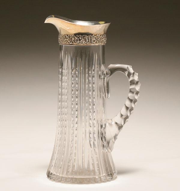 Appraisal: Late th NY sterling and cut glass claret jug linear