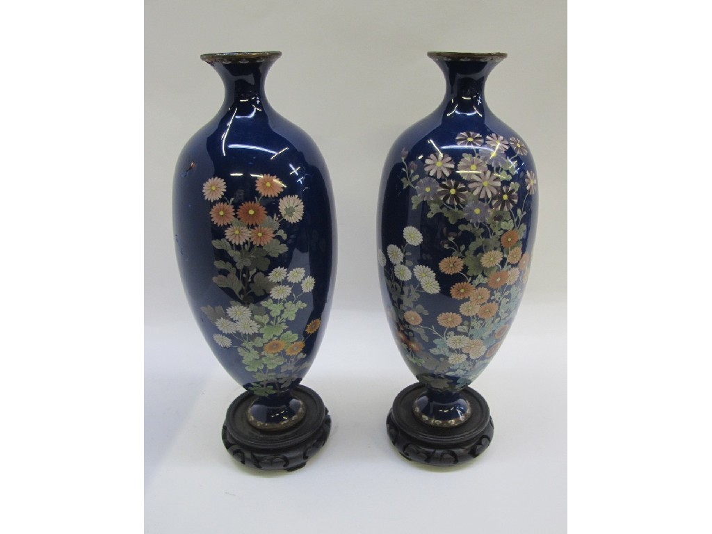 Appraisal: Pair of cloisonne vases decorated with chrysanthemums