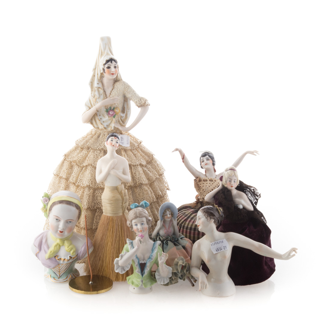 Appraisal: Assortment of ceramic and porcelain figures including pin dolls and