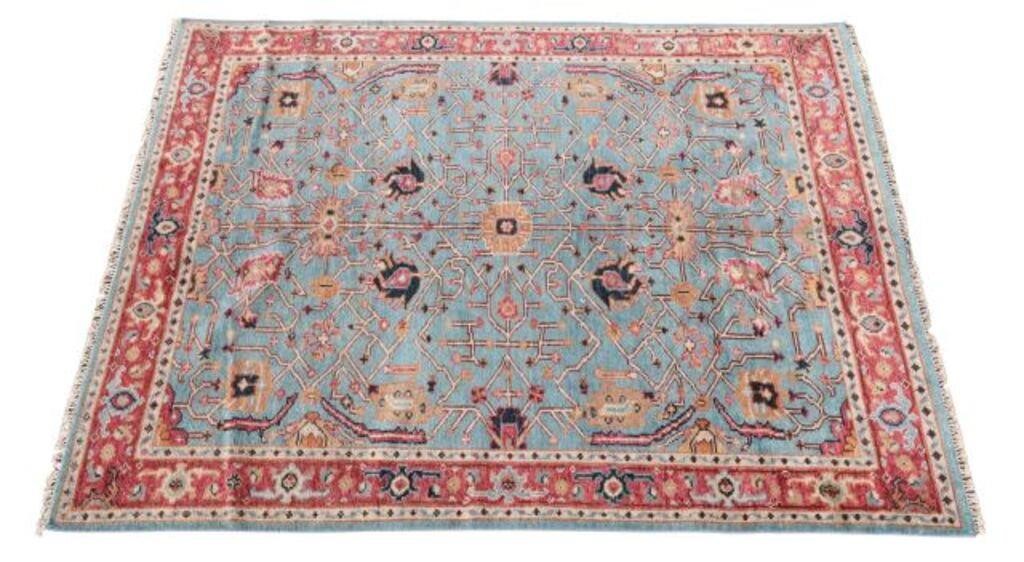 Appraisal: Hand-tied Indo-Serapi rug approx ' l ' w Please Note