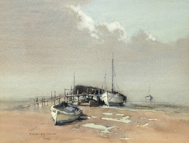 Appraisal: Clifford Dudley Wood - At the Jetty Port Albert watercolour