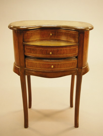 Appraisal: Louis XV-Style Mahogany and Burlwood Bedside Commode the banded kidney-form