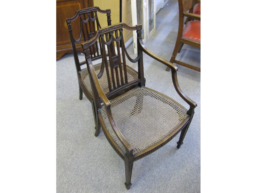 Appraisal: George III style chair with swag carved back and bergere