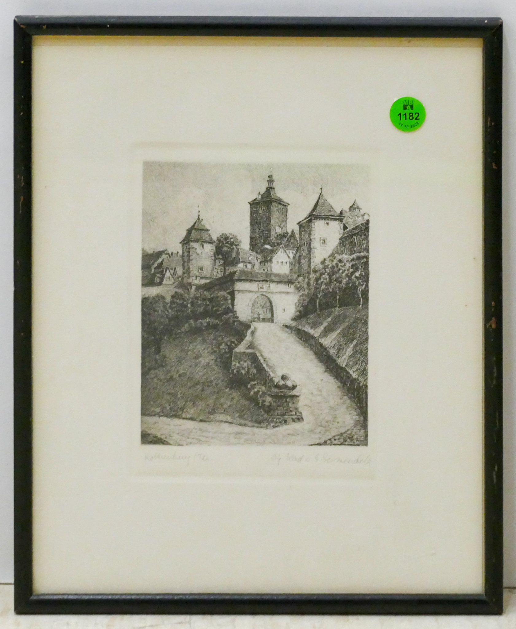 Appraisal: Ernst Geissendorfer ''Rotenberg'' Etching Framed ''x ''