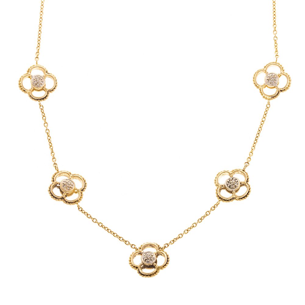 Appraisal: A Ladies Quatrefoil Diamond Necklace in K K yellow gold