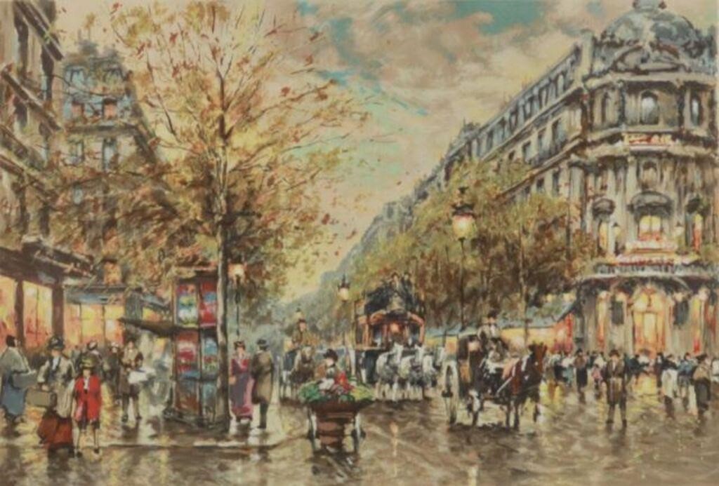 Appraisal: Framed silkscreen print on paper Parisian Street Scene signed lower