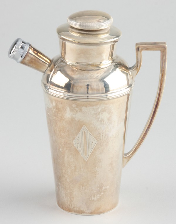 Appraisal: Monogrammed cocktail shaker t marked Cartier Sterling on base S