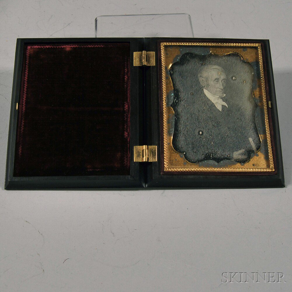 Appraisal: Quarter-plate Daguerreotype of a Painted Portrait of Reverend Micah Stone