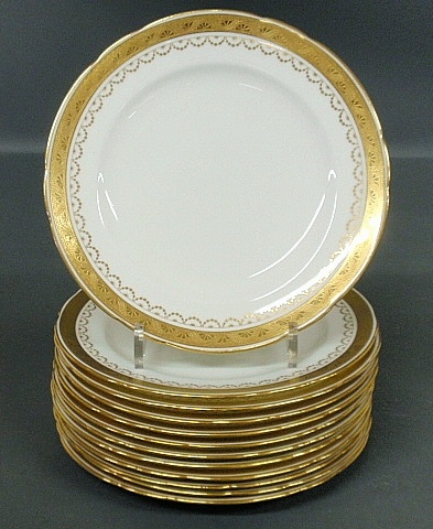 Appraisal: - Set of twelve Minton dinner plates with gilt decorated