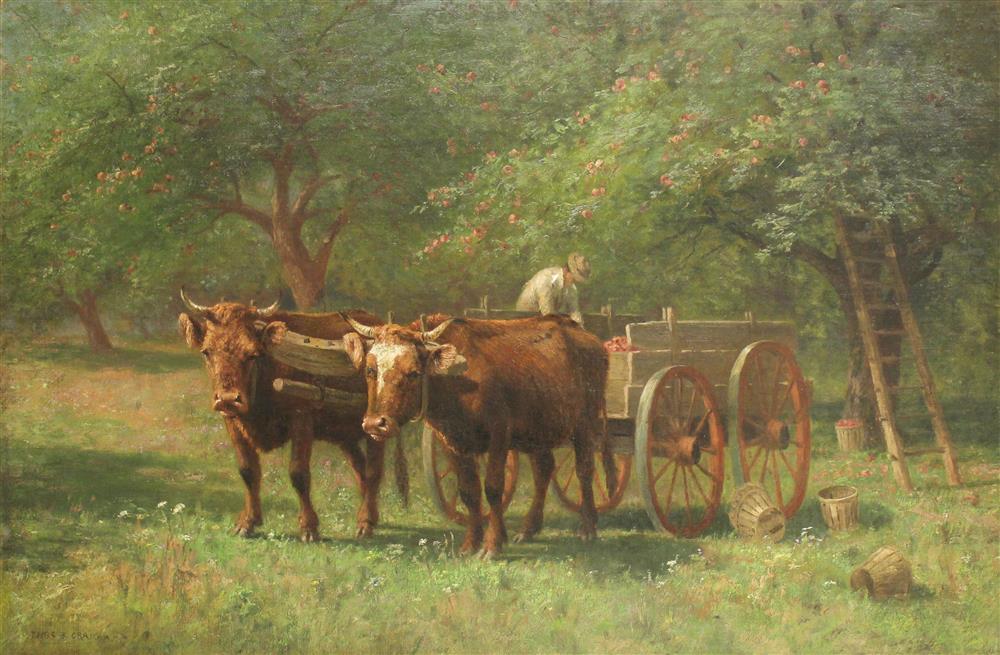 Appraisal: THOMAS BIGELOW CRAIG AMERICAN - CATTLE AND CART Oil on