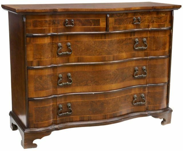 Appraisal: Italian Baroque style walnut commode th c banded top with