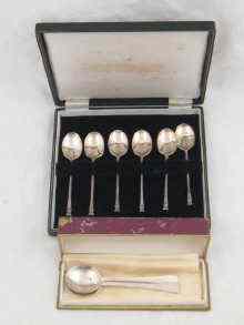 Appraisal: A cased set of six silver coffee spoons Birmingham and