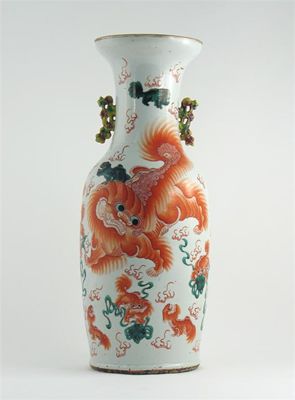 Appraisal: A large Chinese baluster vase decorated in iron red with