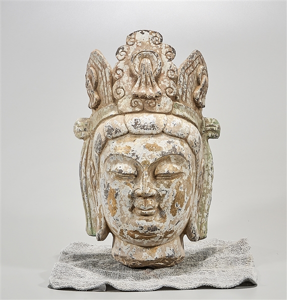 Appraisal: Chinese parcel gilt stone head of Guanyin x x approx