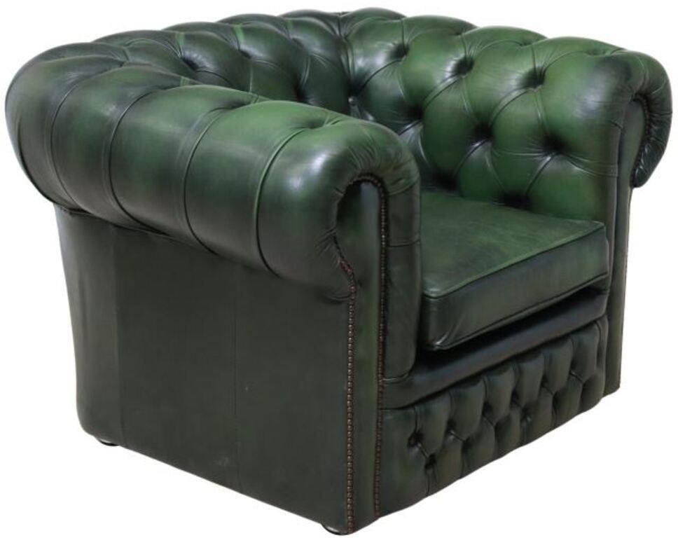 Appraisal: English Chesterfield style leather club chair th c in green