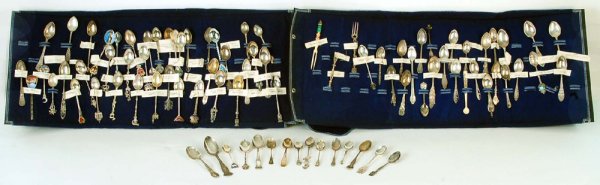 Appraisal: A collection of eighty-four souvenir spoons including United States Canada