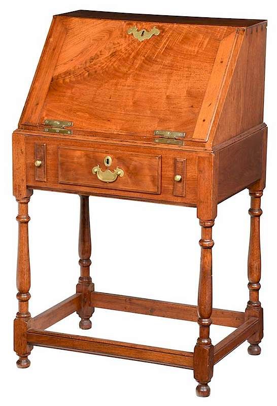 Appraisal: American William and Mary Walnut Desk on Frame probably Pennsylvania