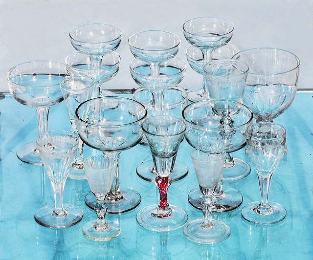 Appraisal: A COLLECTION OF EIGHTEEN OLD DRINKING GLASSES including a set