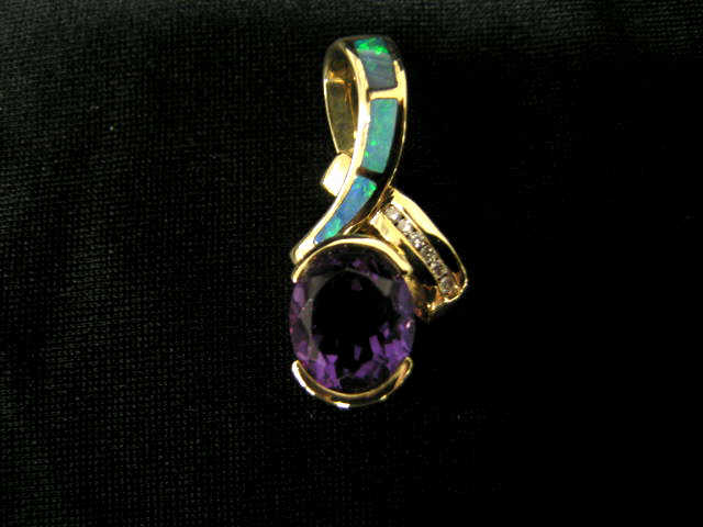 Appraisal: Diamond Opal Amethyst Pendant a stunning combination in k yellow