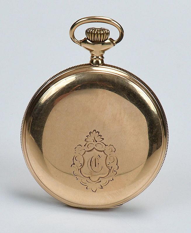 Appraisal: Elgin kt pocket watch mm case black Roman numeral hour