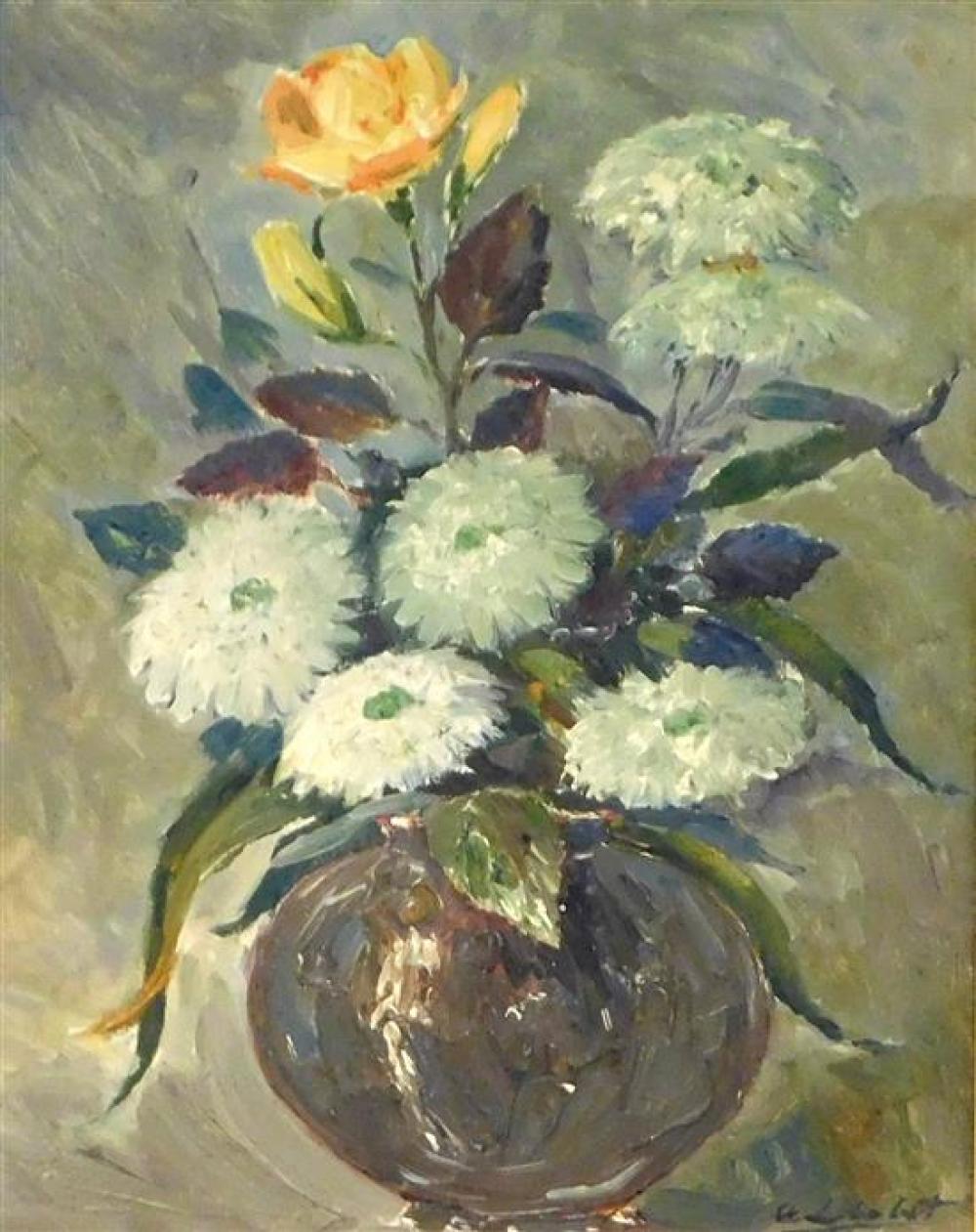 Appraisal: Oil on canvas early th C depicts floral still life