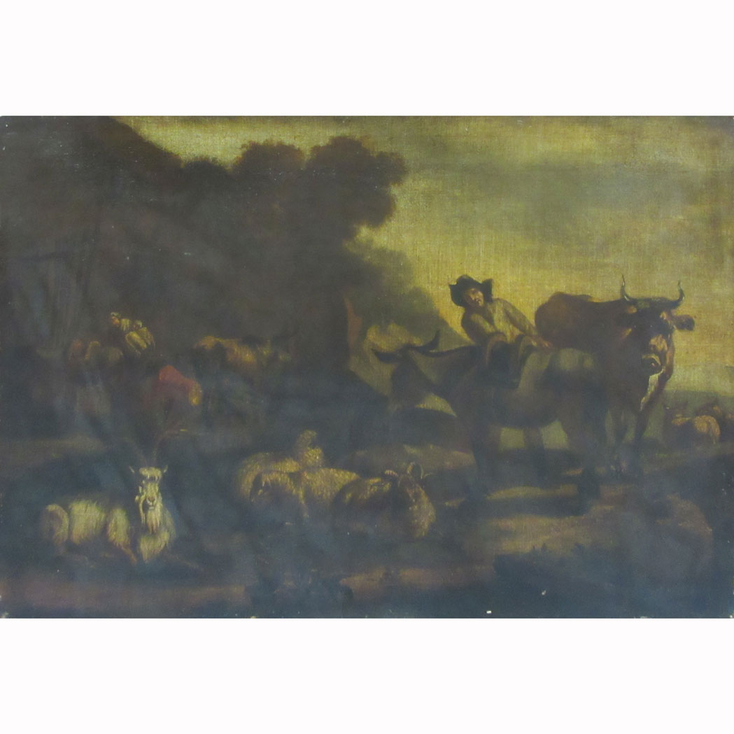 Appraisal: Dutch School th th Century Travelers with Livestock on a