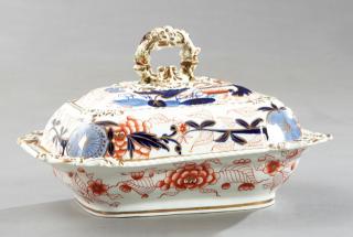 Appraisal: English Ironstone Covered Vegetable Dish th c with gilt and