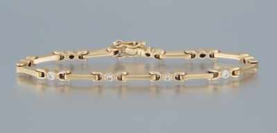 Appraisal: A Contemporary Design Diamond Bracelet Tested k yellow gold bracelet