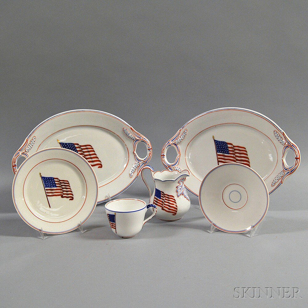 Appraisal: Set of Six Patriotic Ironstone Items late th century a