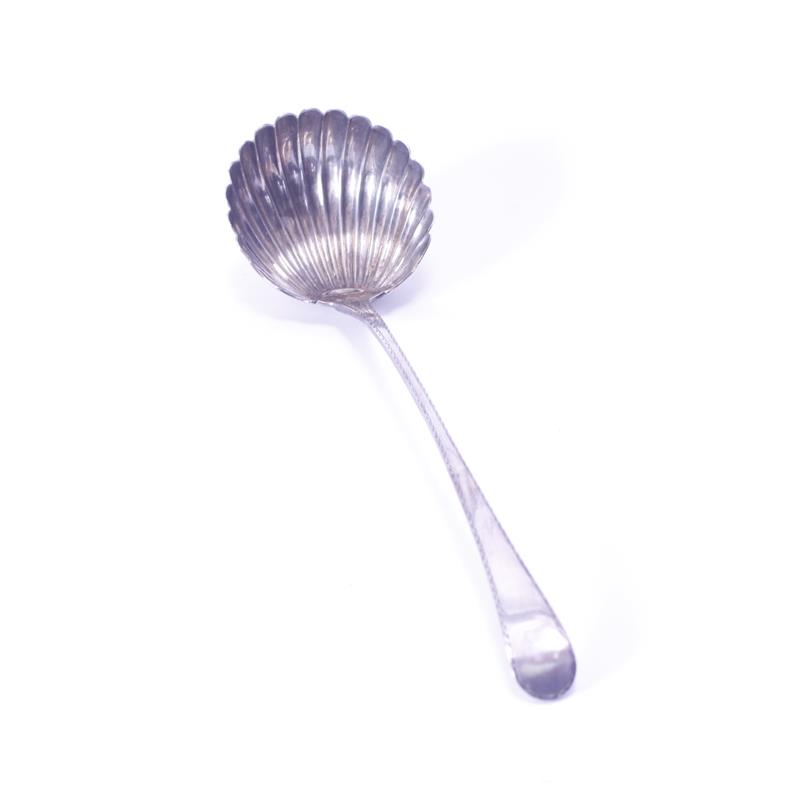 Appraisal: English th Century sterling silver shell form punch ladle London