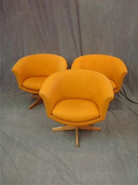 Appraisal: Upholstered Swivel Chairs -Upholstery as is From a Greenwich CT