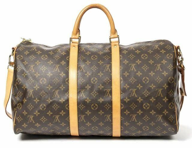 Appraisal: Louis Vuitton Keepall Bandouliere duffle bag in monogram coated canvas