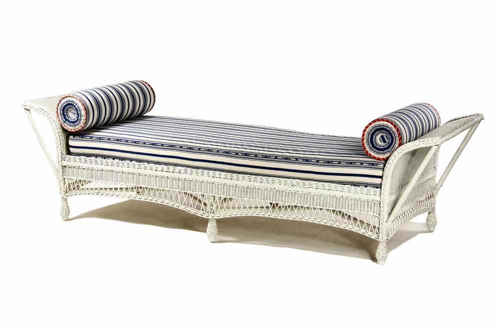 Appraisal: DAYBEDS - Pair White Painted Wicker Daybeds ca - having