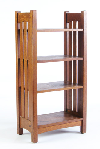 Appraisal: L J G STICKLEY Magazine stand with three slats under