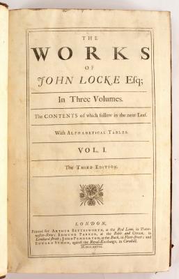 Appraisal: Locke John The Works Third Edition vols Folio cont panelled