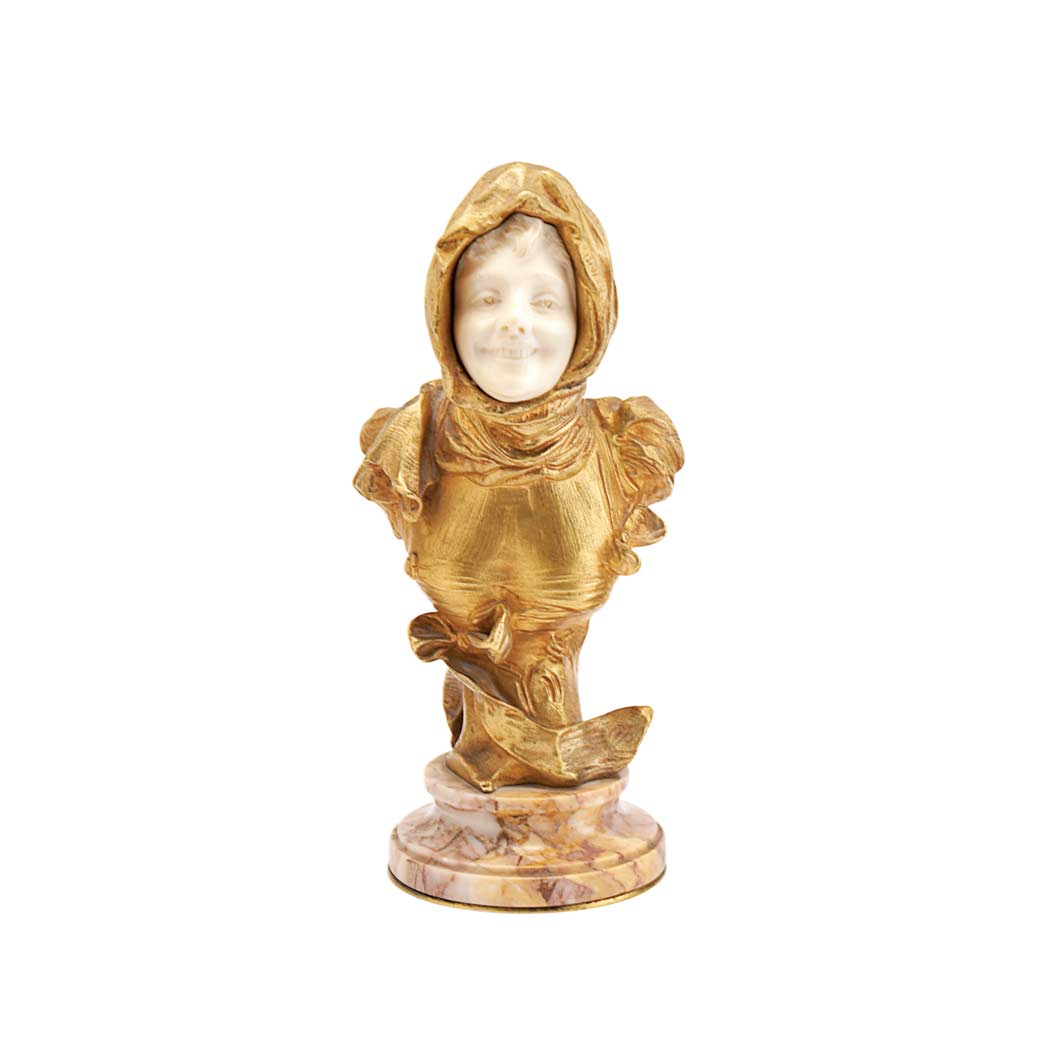 Appraisal: Gilt-Bronze and Carved Ivory Allegorical Bust of April After a