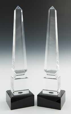 Appraisal: A Pair of Acrylic Obelisk Lamps The stately pair of