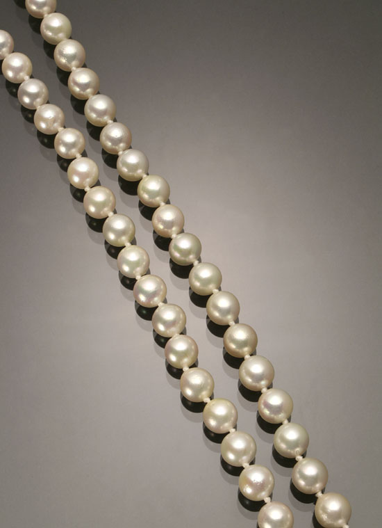 Appraisal: Matinee Length Cultured Pearl Necklace Knotted The single strand having