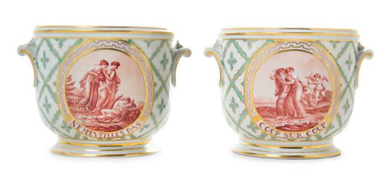 Appraisal: Sale Lot A Pair of Russian Porcelain Twin-Handled Cache Pots