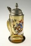 Appraisal: STEIN - th c amber glass stein with pewter lid