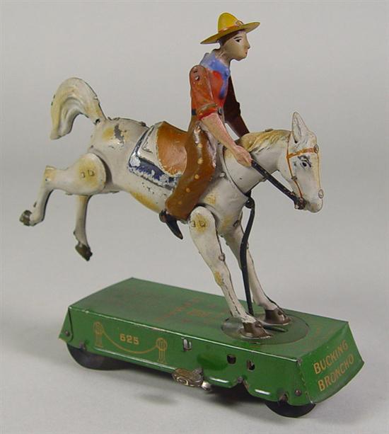 Appraisal: Lehman Tin Bucking Bronco Toy German-made tin wind-up toy with