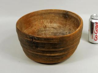 Appraisal: Early Turned Wood Bowl Early turned wood bowl high diameter