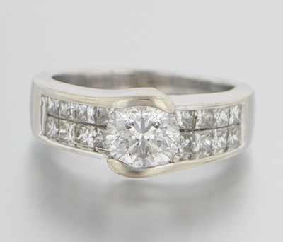 Appraisal: A Diamond Engagement Ring k white gold mounting features an