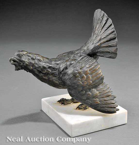 Appraisal: An Antique French Bronze of a Cock on a white