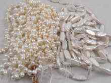 Appraisal: Eight strings of egg shape fresh water pearls various sizes